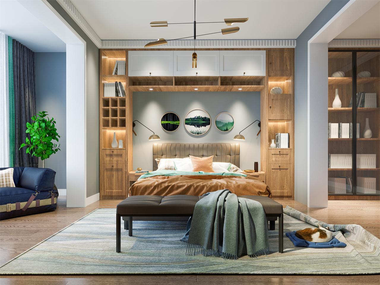 浅核桃木生态板-板材全屋定造案例